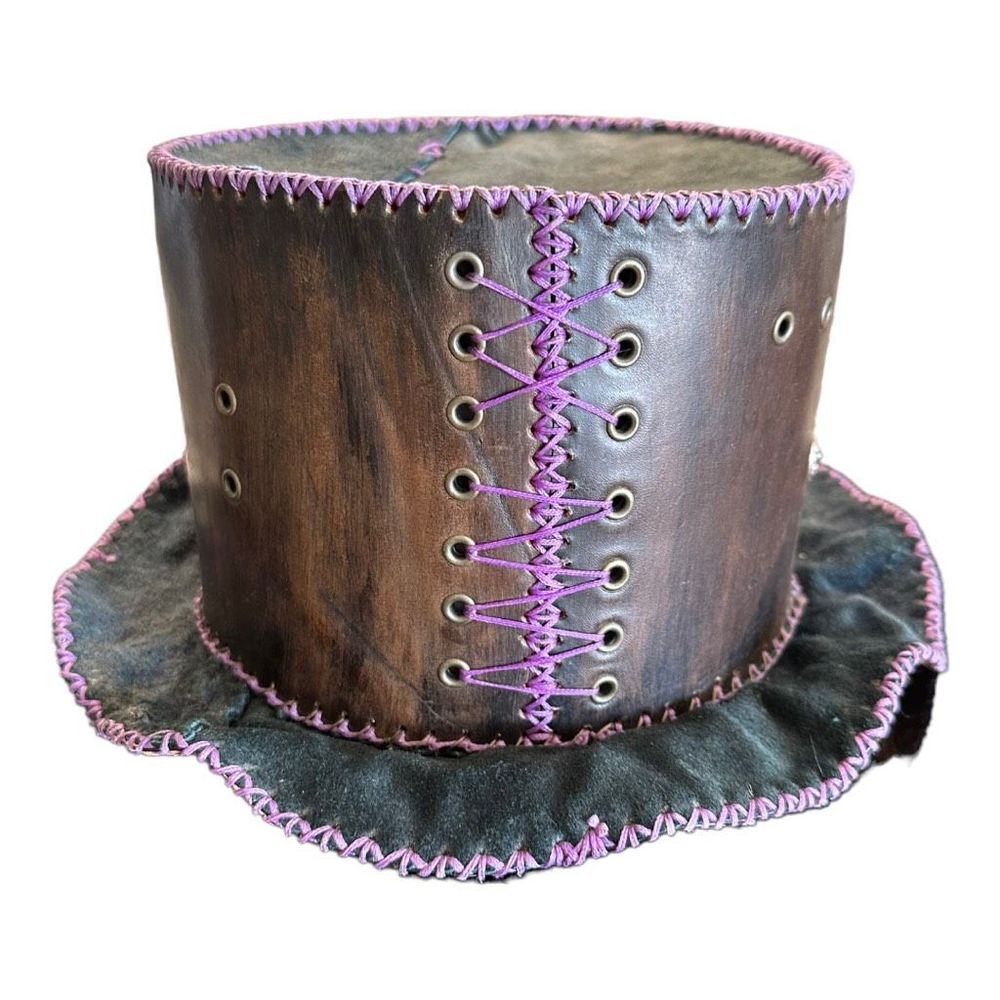 dreamland handmade Burning Man Festival leather hat 7” opening